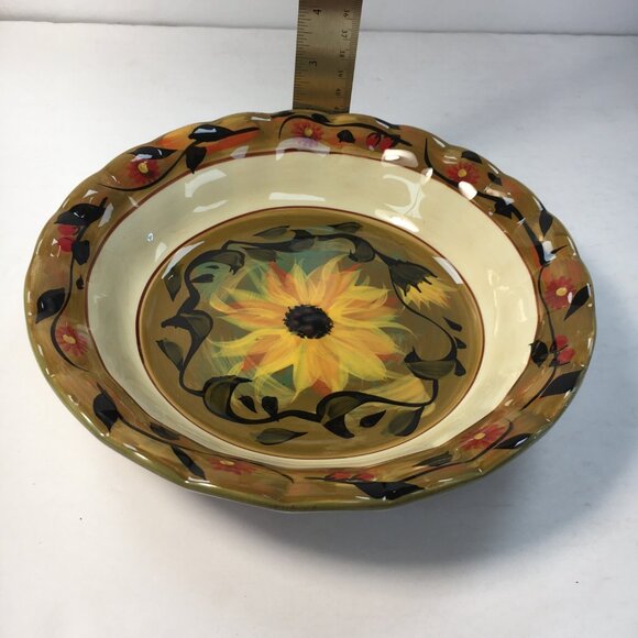 Certified International 9" Scalloped Sunflower Pasta Serving Bowl Margaret Le Va - Picture 5 of 5